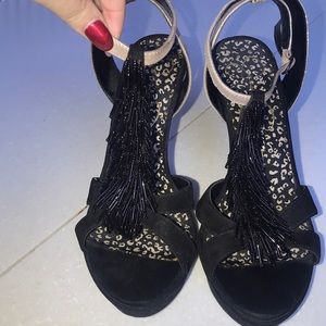 Black and gold beaded Jessica Simpson heels!